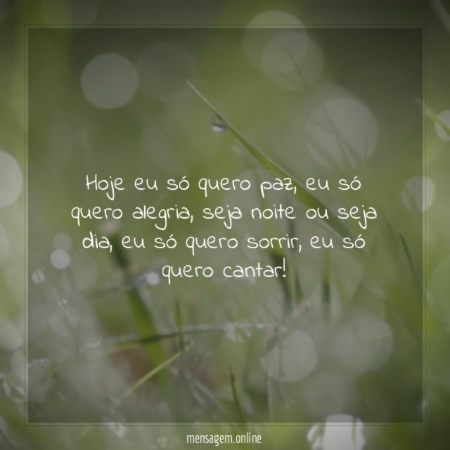Hoje eu só quero paz
