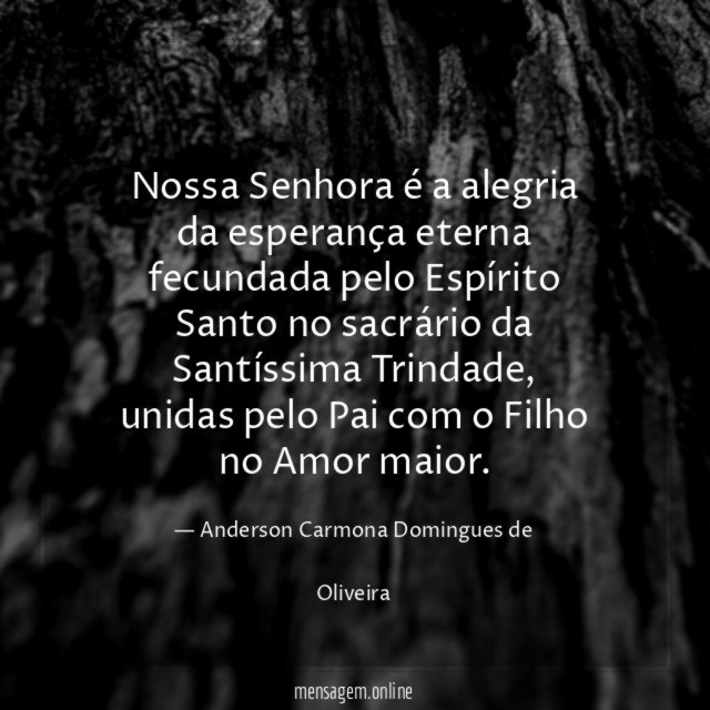 Nossa Senhora é a alegria da esperança eterna