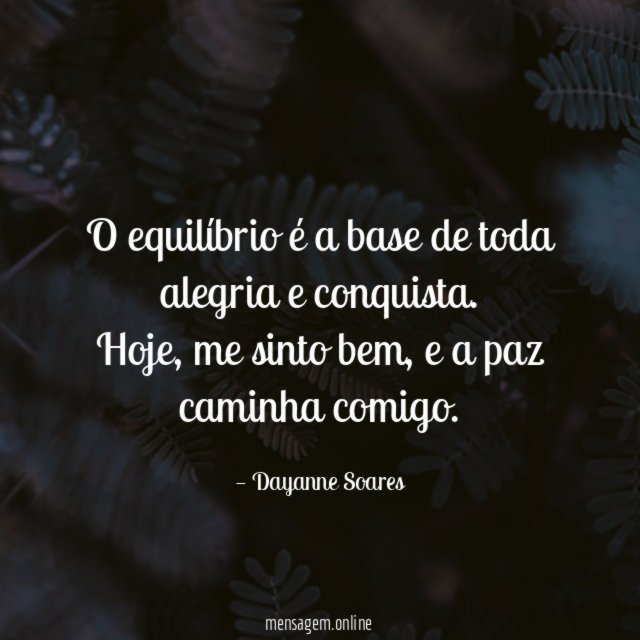 O equilíbrio é a base de toda alegria e conquista