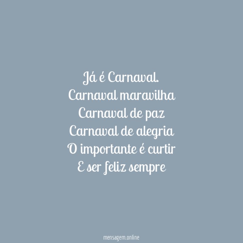 Já é Carnaval