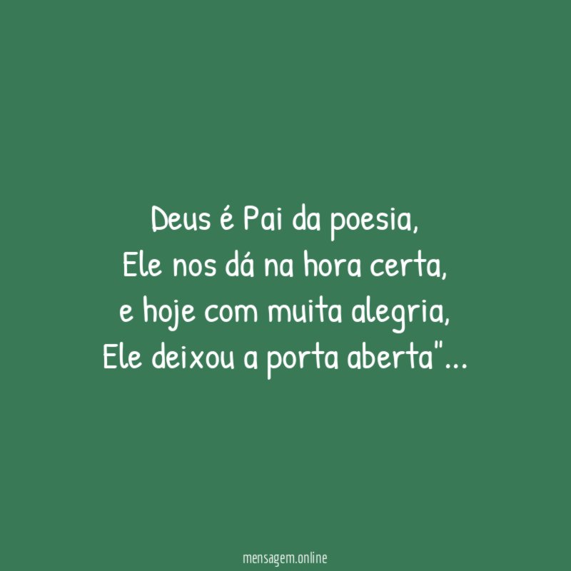 Deus é Pai da poesia