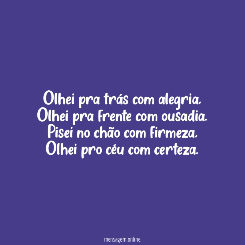 Olhei pra trás com alegria