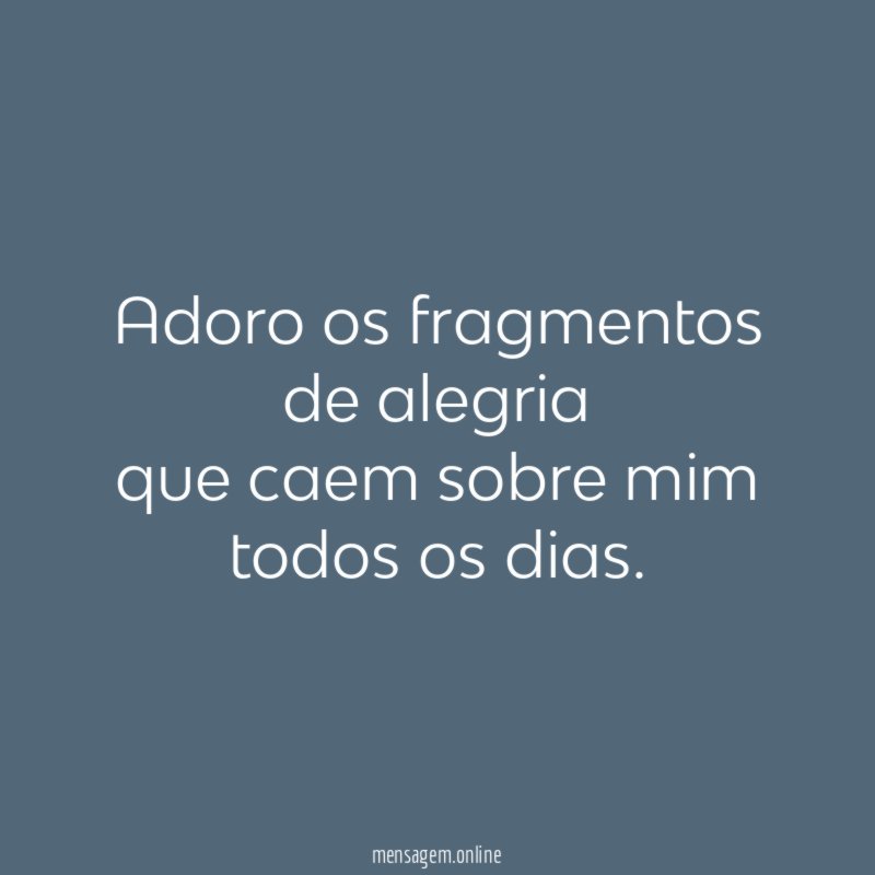 Adoro os fragmentos de alegria que caem sobre mim todos os dias
