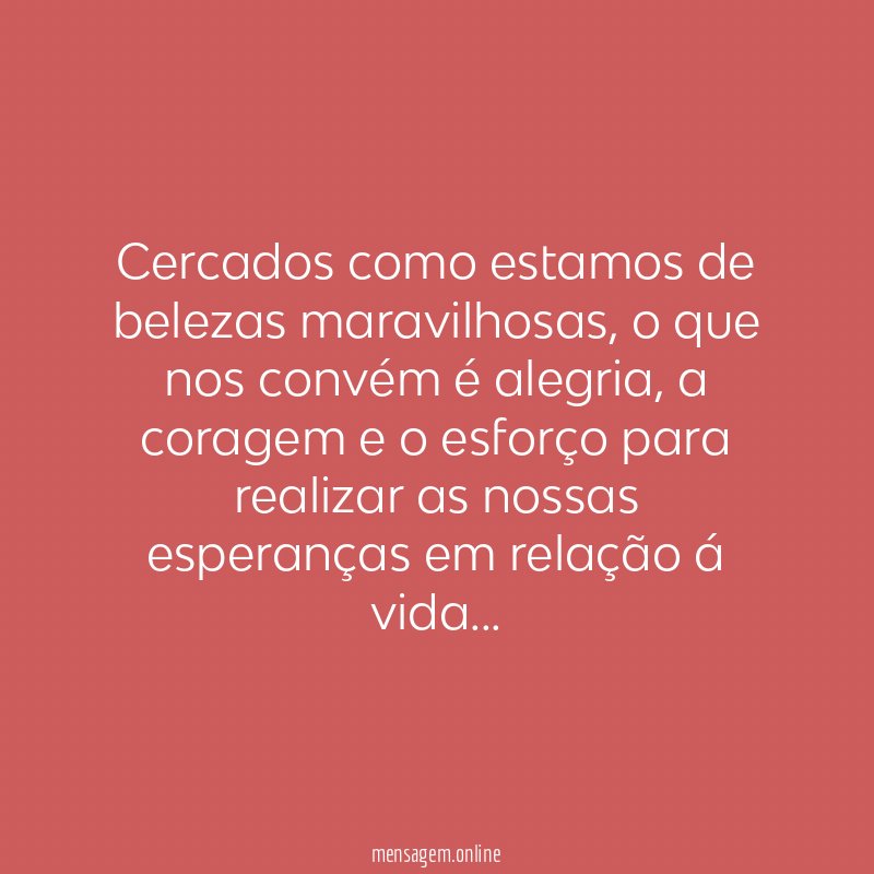 Cercados como estamos de belezas maravilhosas