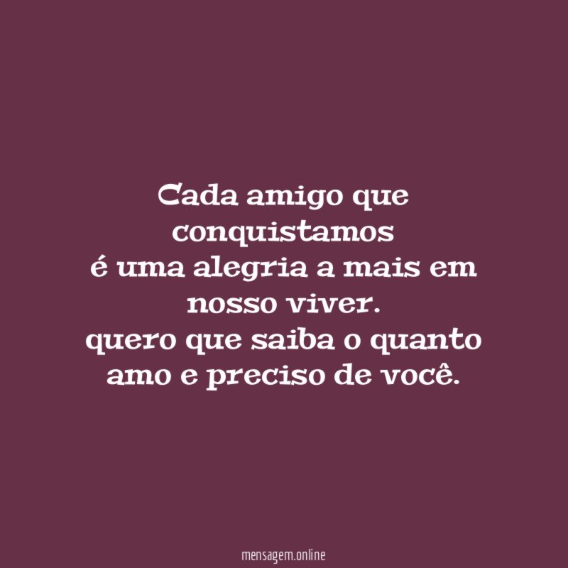 Cada amigo que conquistamos é uma alegria a mais em nosso viver