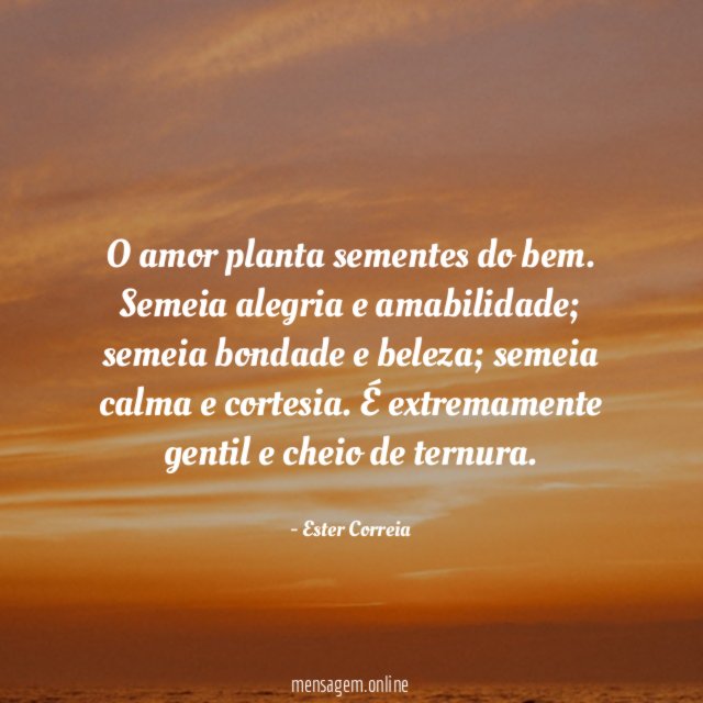 O amor planta sementes do bem