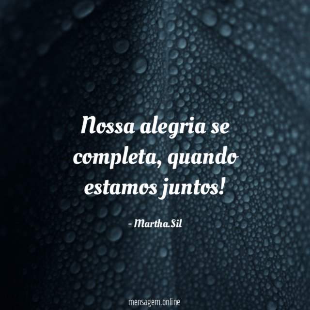 Nossa alegria se completa