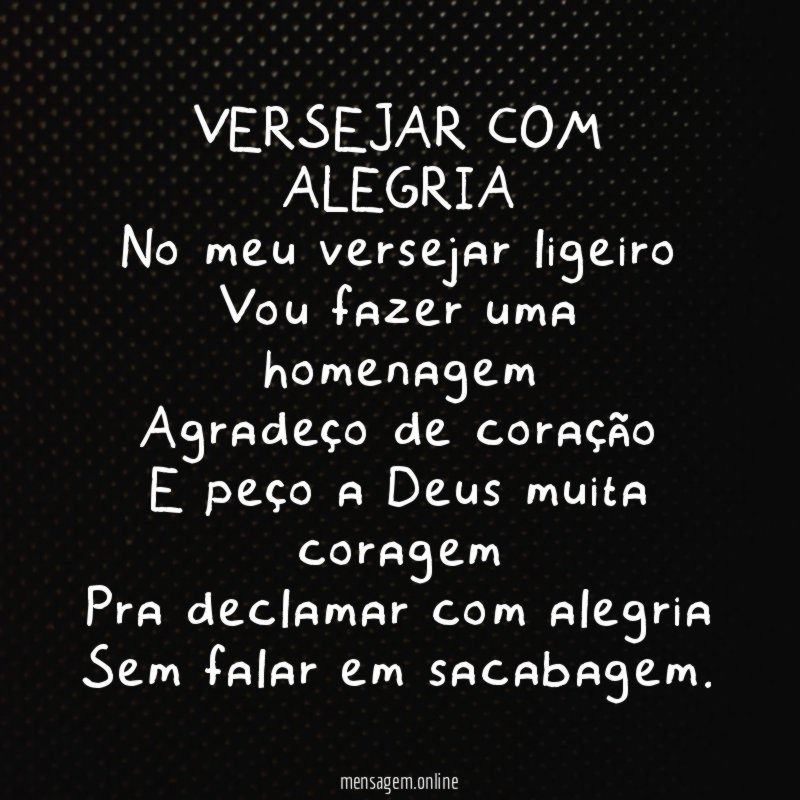 VERSEJAR COM ALEGRIA