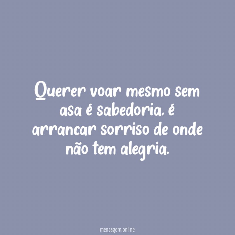 Querer voar mesmo sem asa é sabedoria