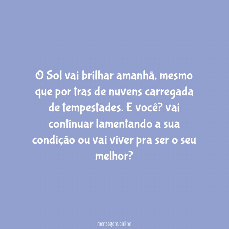 O Sol vai brilhar amanhã