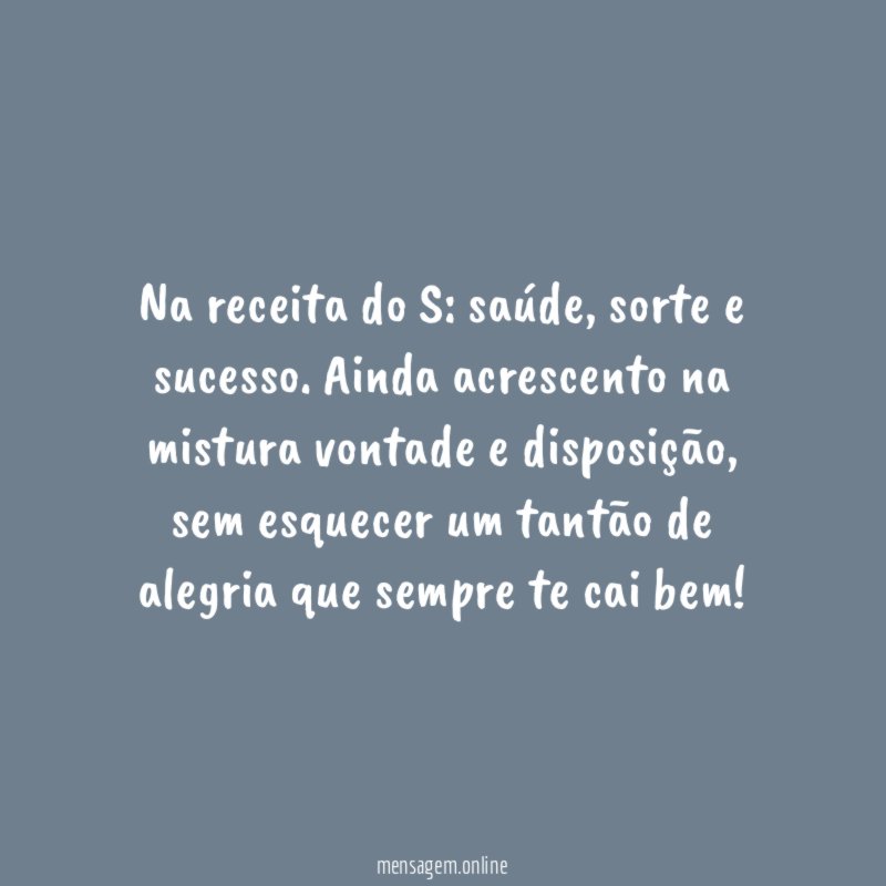 Na receita do S