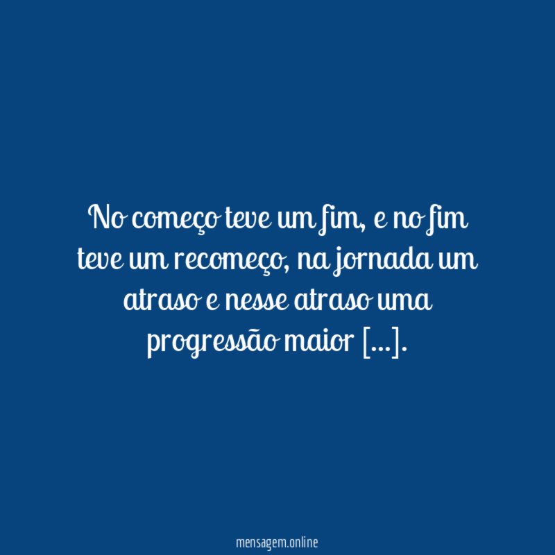 No começo teve um fim