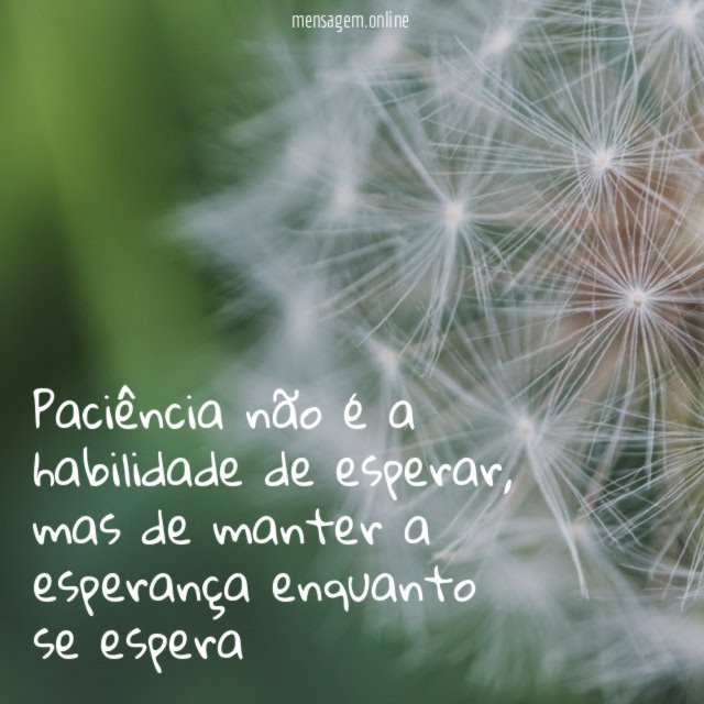 Paciência não é a habilidade de esperar