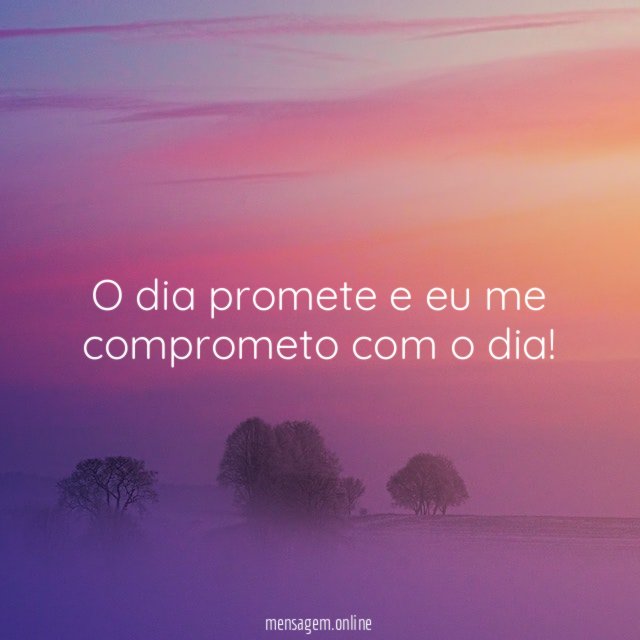 O dia promete e eu me comprometo com o dia