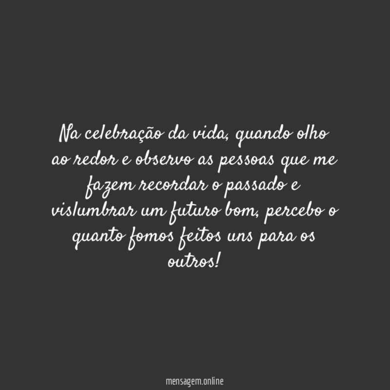Na celebração da vida