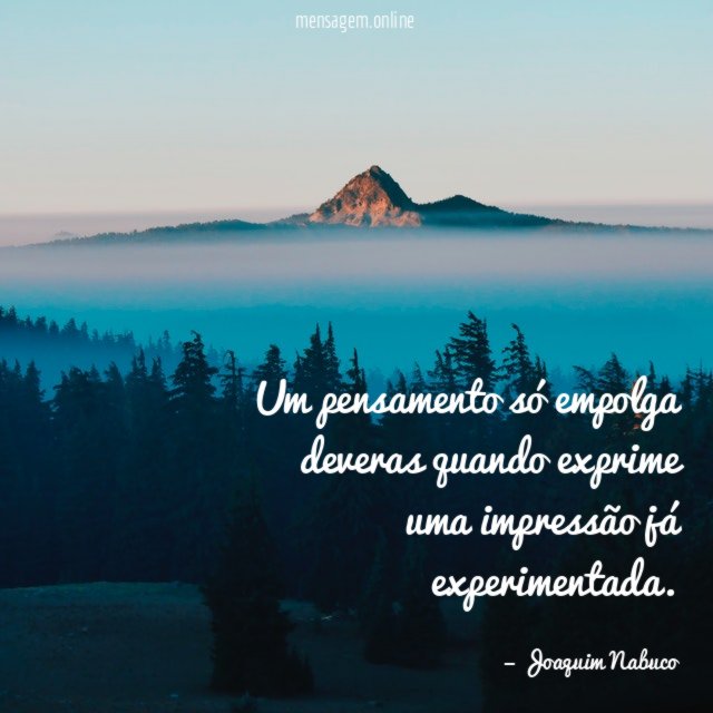 Um pensamento só empolga deveras quando exprime uma impressão já experimentada