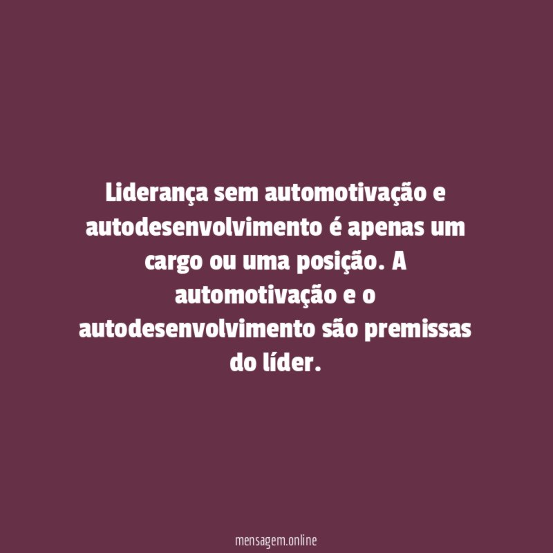Liderança sem automotivação e autodesenvolvimento é apenas um