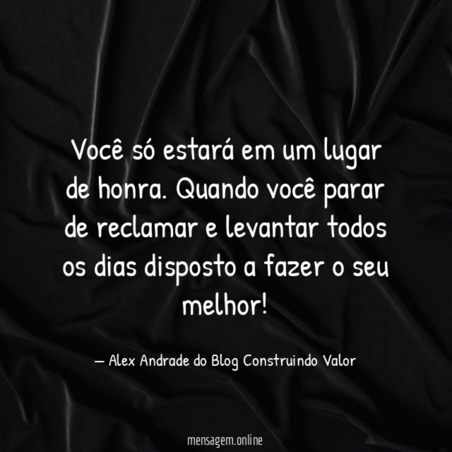 Você só estará em um lugar de honra