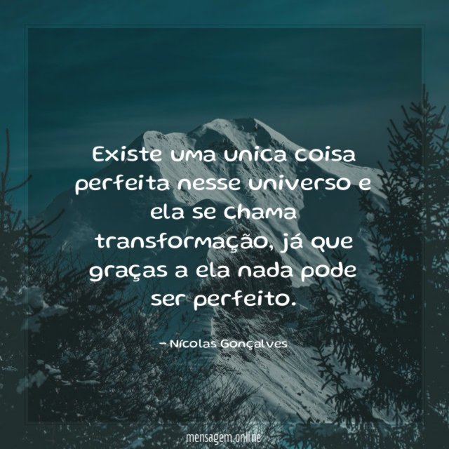 existe uma unica coisa perfeita nesse universo