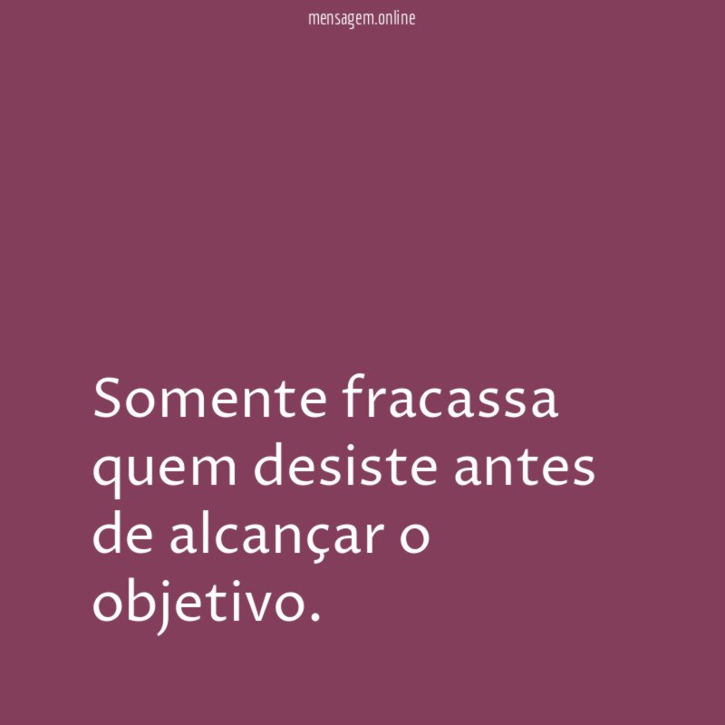 Somente fracassa quem desiste antes de alcançar o objetivo