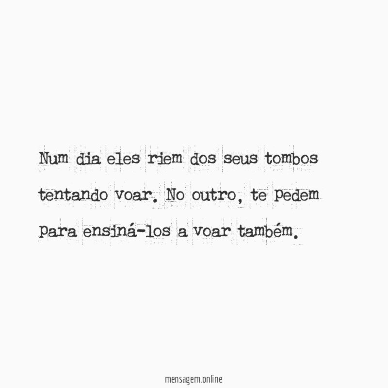 Num dia eles riem dos seus tombos tentando voar