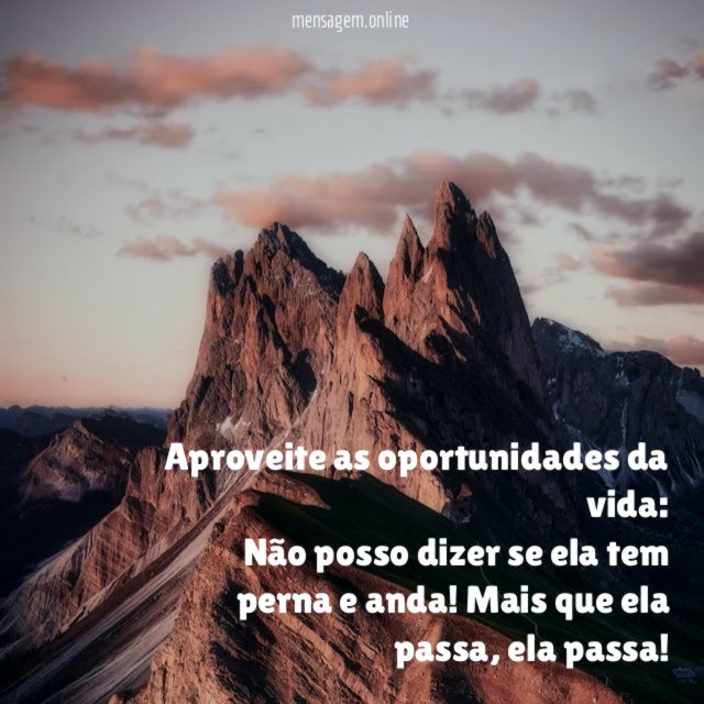Aproveite as oportunidades da vida