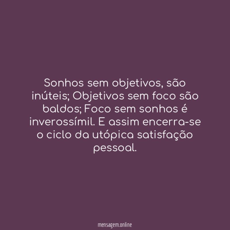 Sonhos sem objetivos