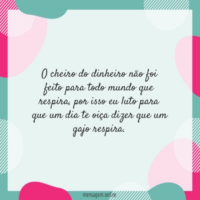 O cheiro do dinheiro não foi feito para