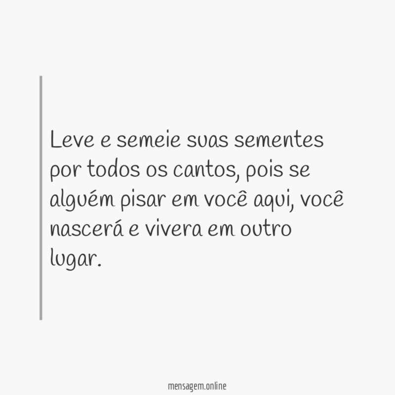 Leve e semeie suas sementes por todos os cantos