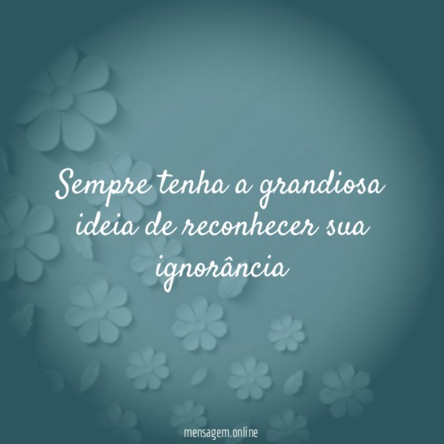 Sempre tenha a grandiosa ideia de reconhecer sua ignorância"