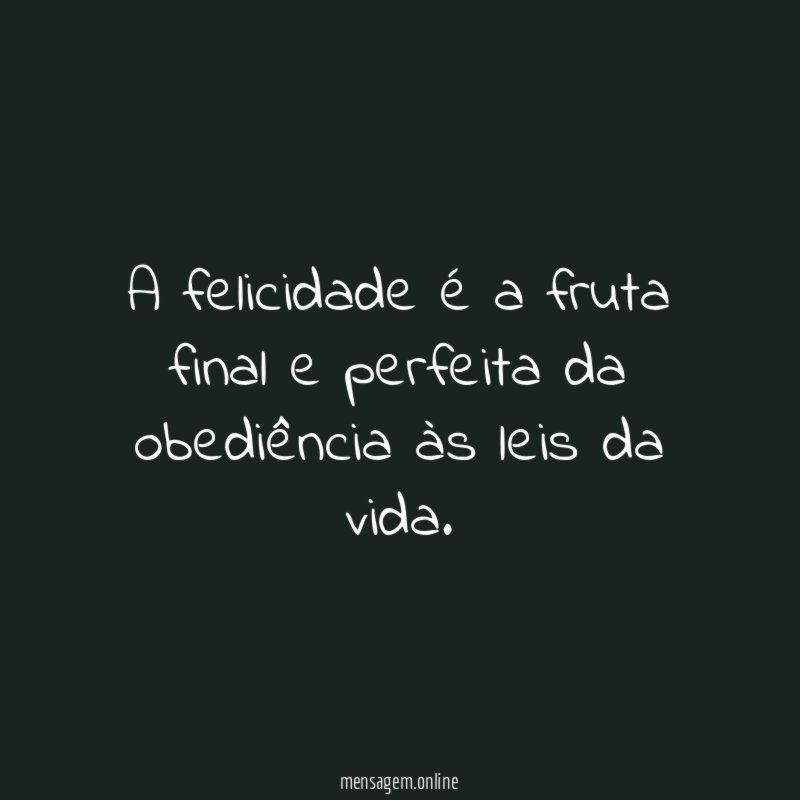 A felicidade é a fruta final e perfeita