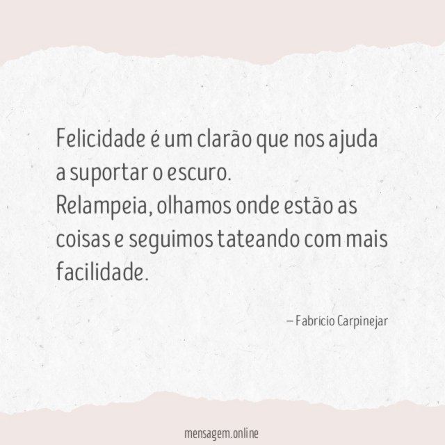 Felicidade é um clarão que nos ajuda a suportar o escuro