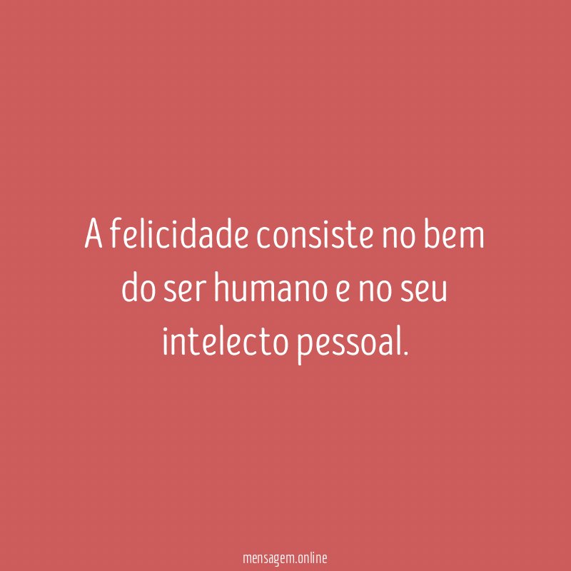 A felicidade consiste no bem do ser humano