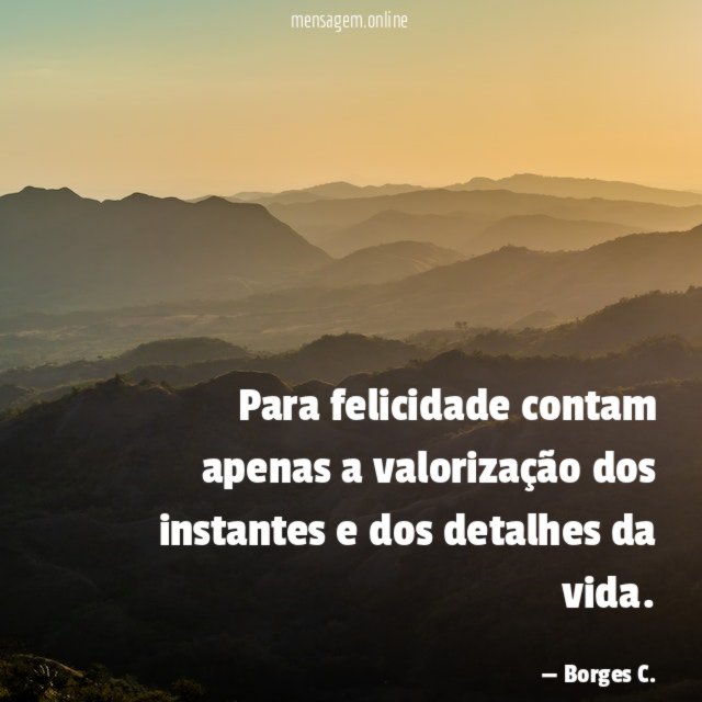 Para felicidade contam apenas a valorização dos instantes