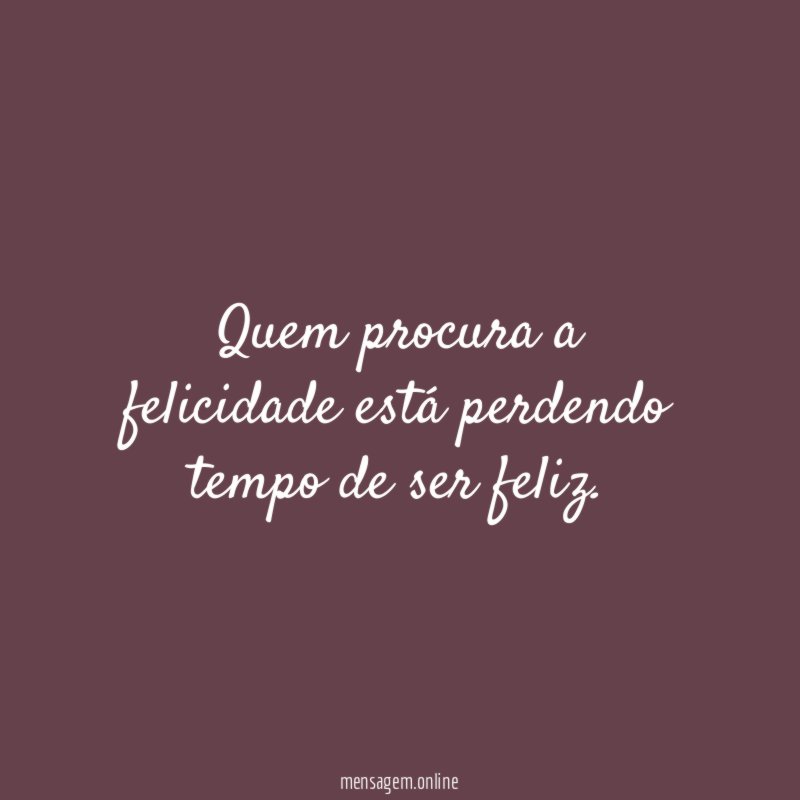 Quem procura a felicidade está perdendo tempo de ser feliz