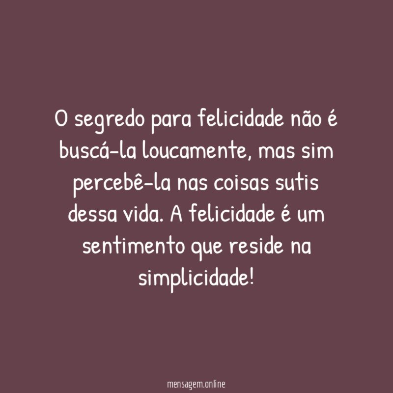 O segredo para felicidade não é buscá-la loucamente