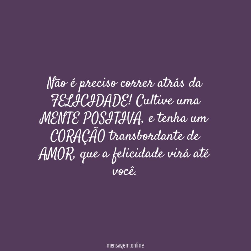 Não é preciso correr atrás da FELICIDADE