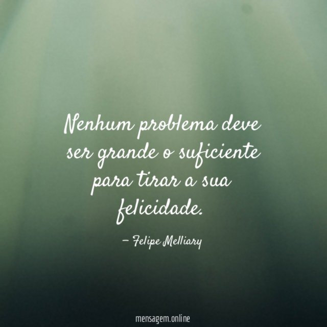 Nenhum problema deve ser grande o suficiente para tirar a sua felicidade