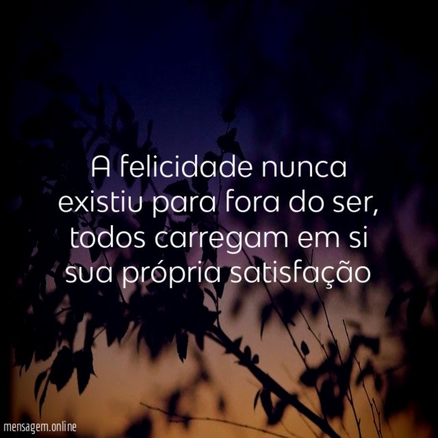 A felicidade nunca existiu para fora do ser