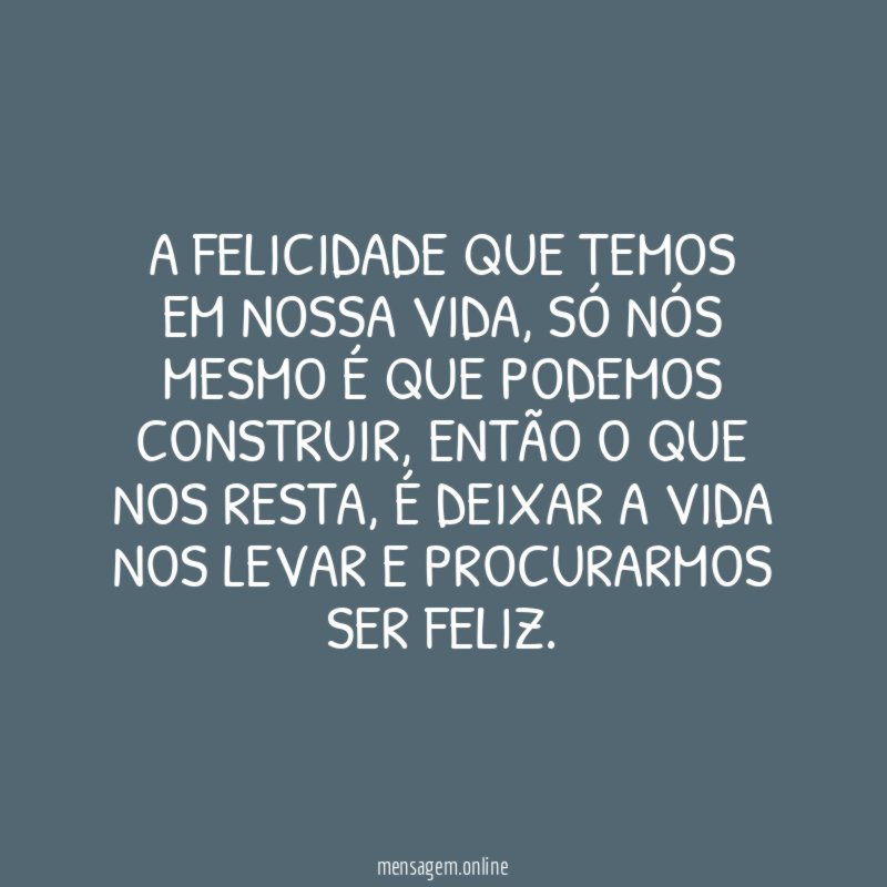 A felicidade que temos em nossa vida