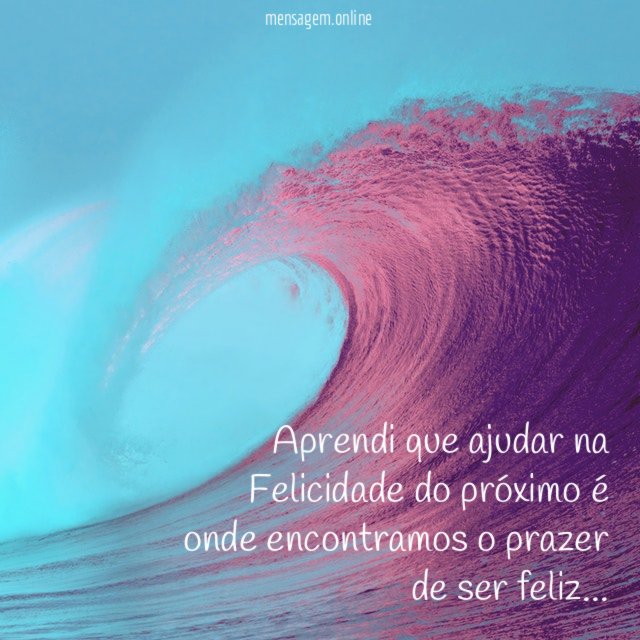 Aprendi que ajudar na Felicidade do próximo é