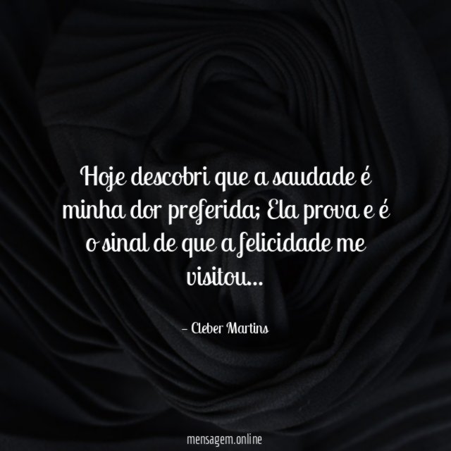 Hoje descobri que a saudade é minha dor preferida