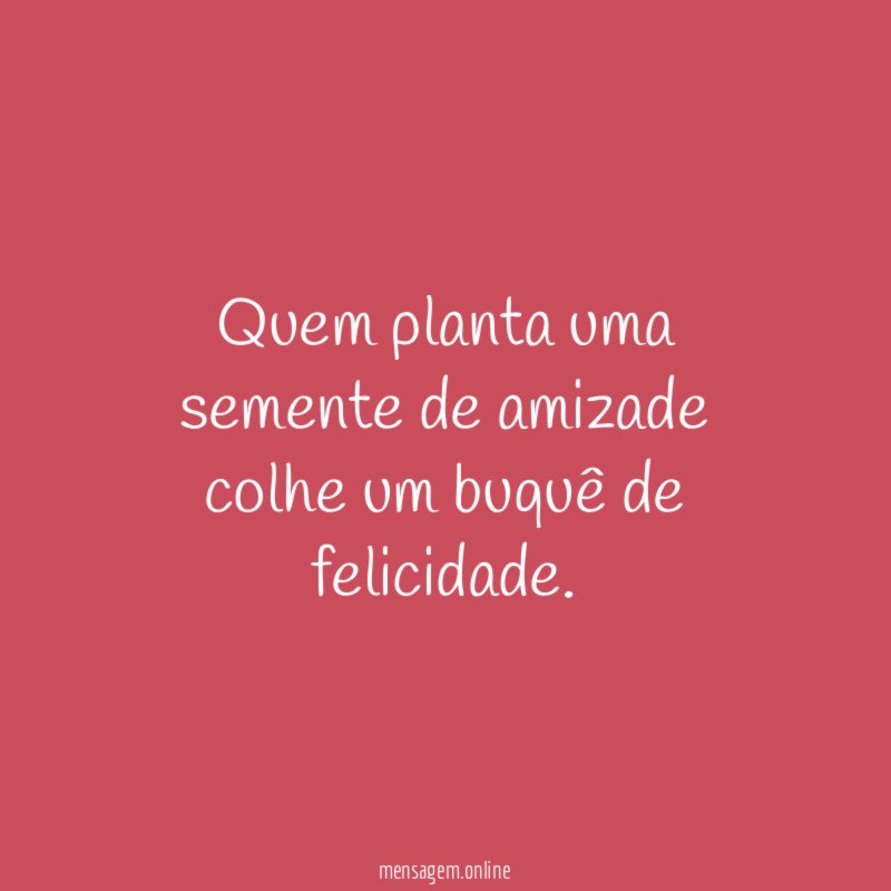 Quem planta uma semente de amizade colhe um buquê de felicidade