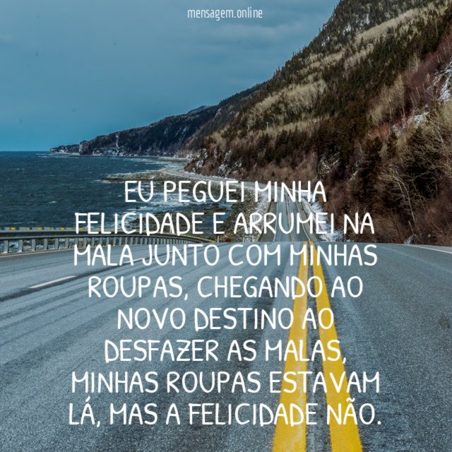 Eu peguei minha felicidade e arrumei na mala junto com minhas roupas