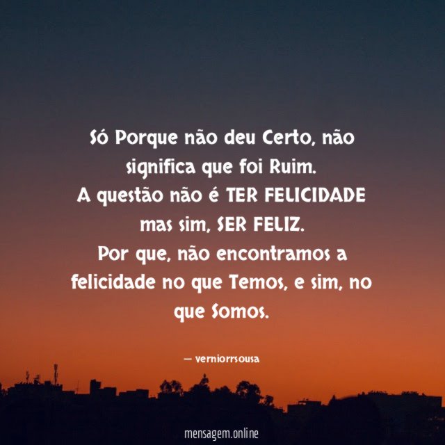 Só Porque não deu Certo