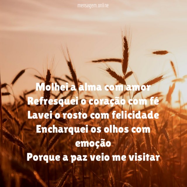 Molhei a alma com amor Refresquei o coração com