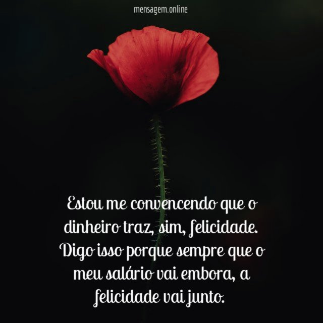 Estou me convencendo que o dinheiro traz