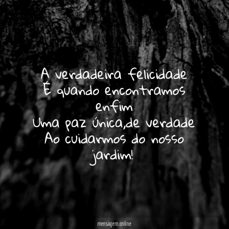 A verdadeira felicidade É quando encontramos enfim Uma paz única