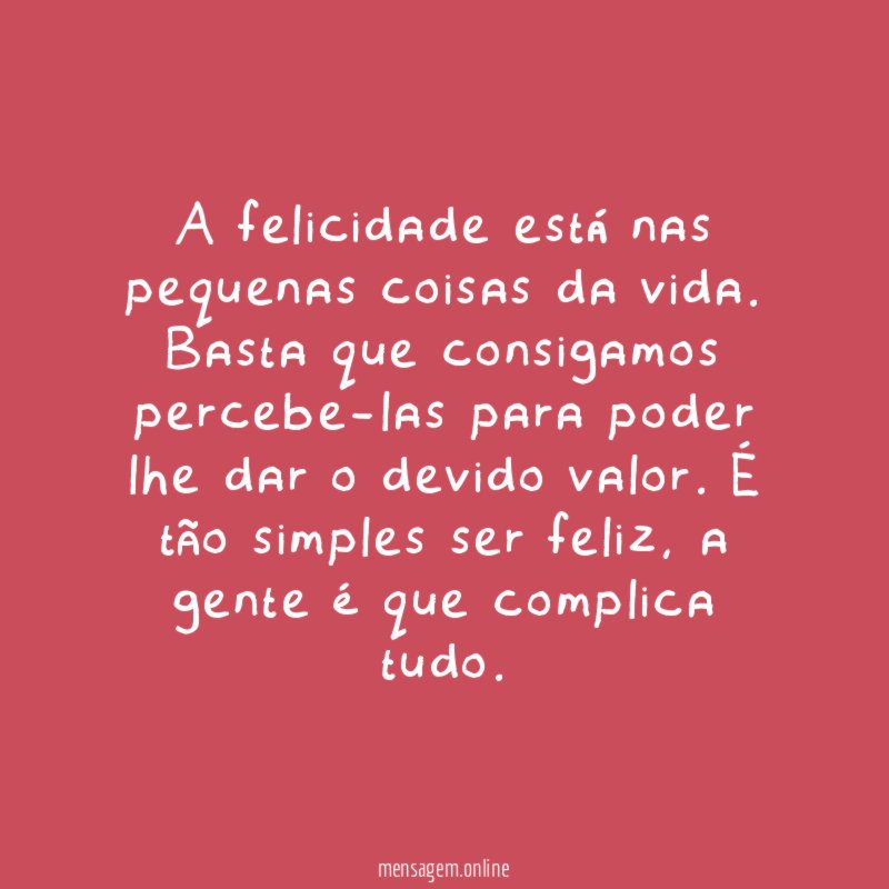 A felicidade está nas pequenas coisas da vida