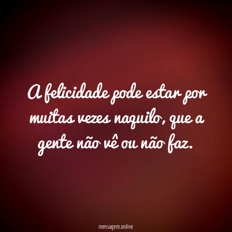 A felicidade pode estar por muitas vezes naquilo